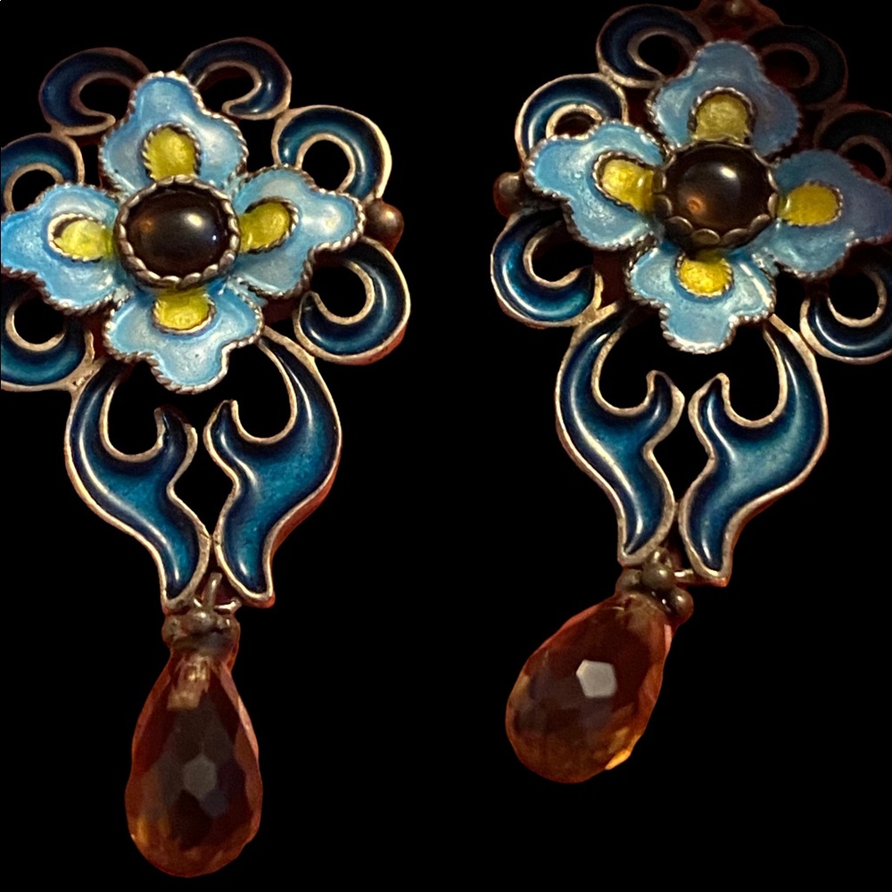 Vintage Sterling Enamel Earrings